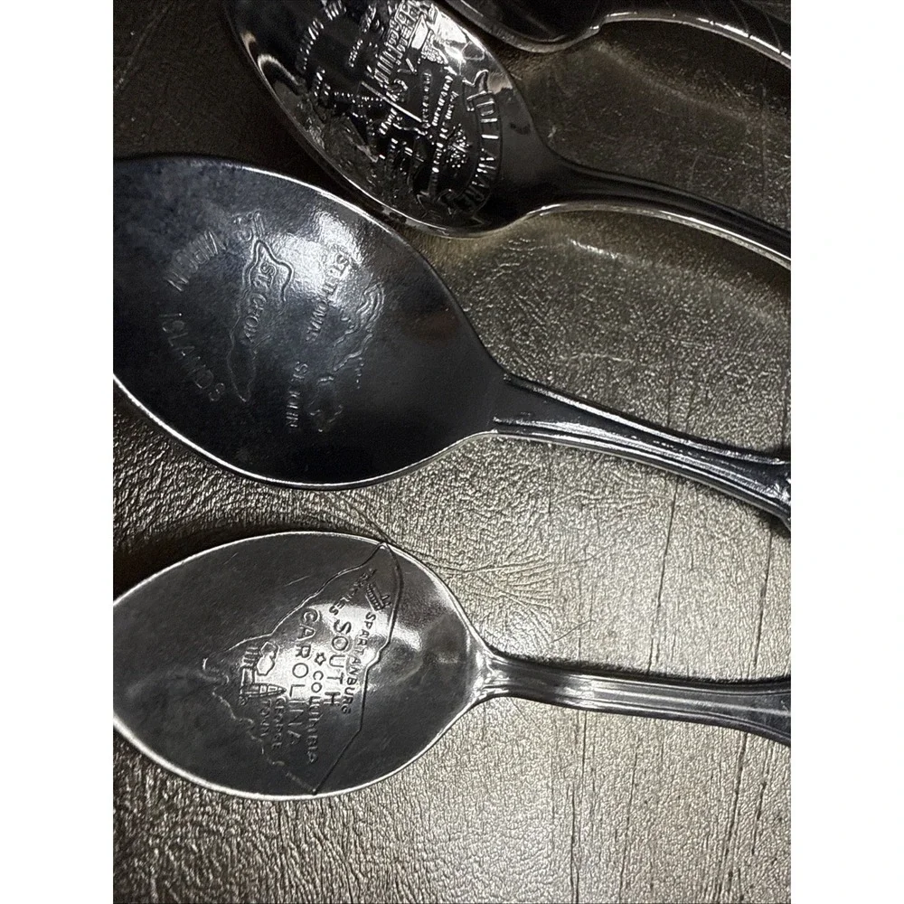 Lot  7 Vintage Souvenir Spoon South Carolina Indiana Florida Arizona USA